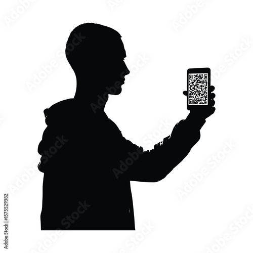 Man Viewing Phone Screen in Silhouette