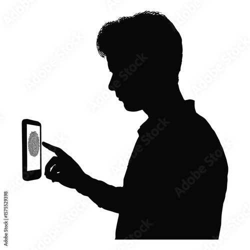Man Tapping on Smartphone Screen in Silhouette
