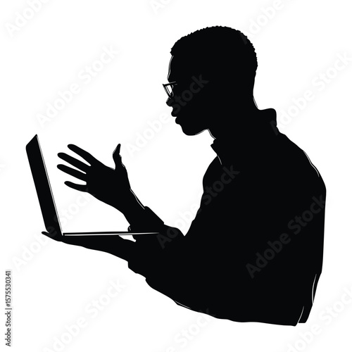 Man Holding Tablet in Silhouette