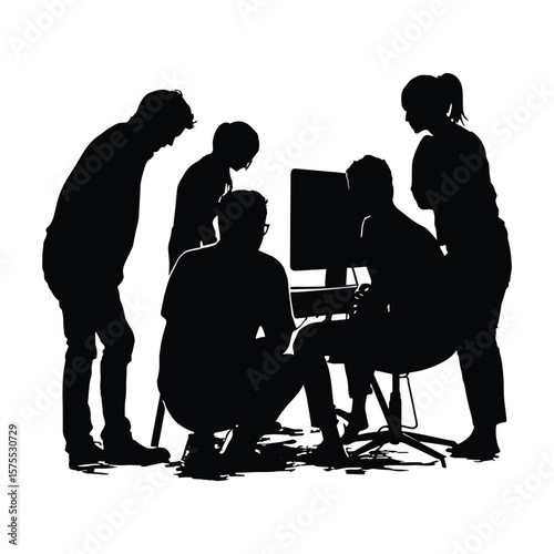 Team Working Together on Computer Project