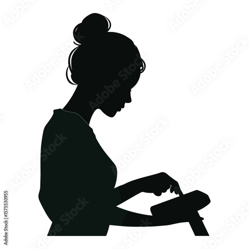 Woman Typing on Smartphone in Silhouette