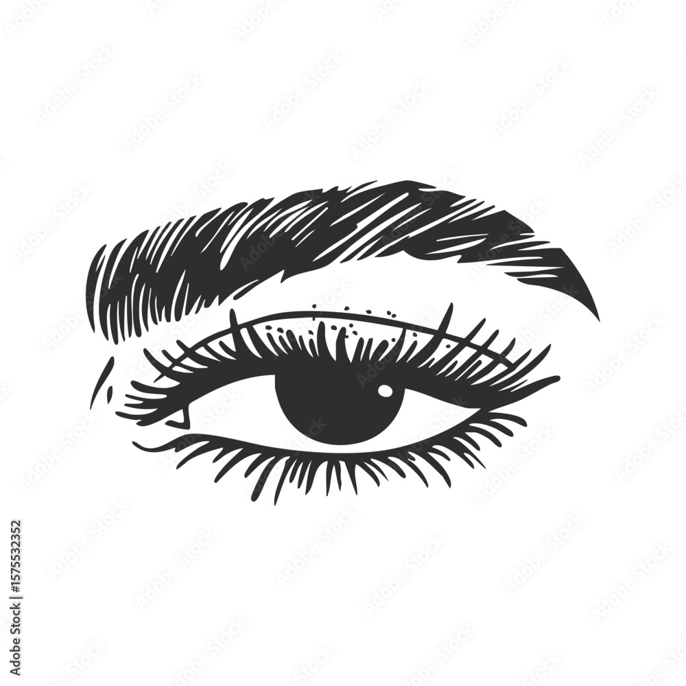 Obraz premium Eye With Eyebrow Silhouette Illustration. Beauty And Expression Concept Isolated Vector Illustration