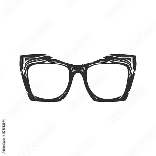 Vintage Eyeglasses Frame Silhouette Illustration. Retro Fashion Accessory Design, Optical Style Icon. Isolated Vector Illustration