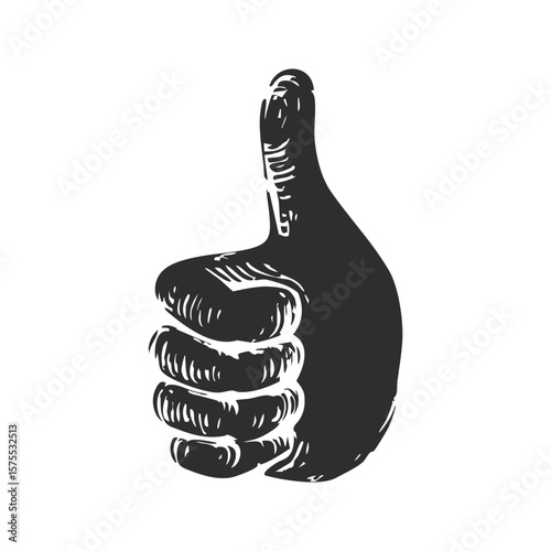 Thumbs Up Gesture Silhouette Illustration. Symbol Of Approval And Positivity Isolated Vector Illustration