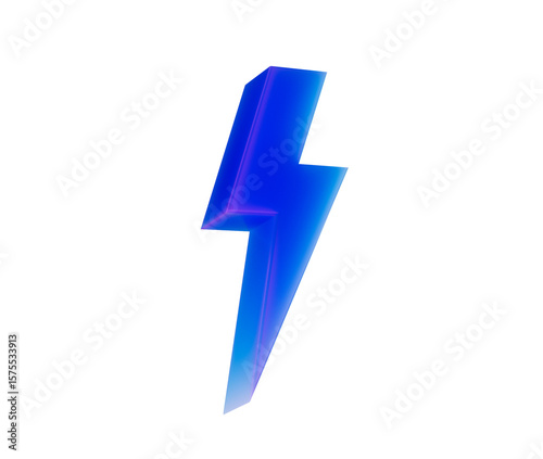 Free Download A glowing blue 3D lightning bolt icon with a sleek, modern and electrifying look. 3d illustration - GFXLoad