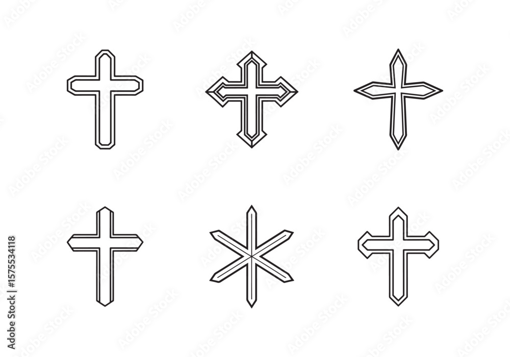 Fototapeta premium set of cross icon line art vector illustration