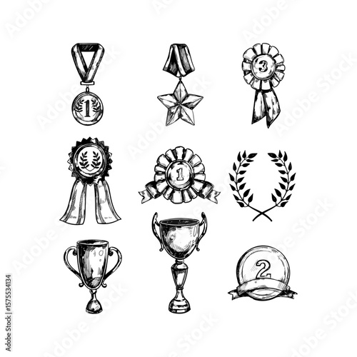 Sketch medal design icon set