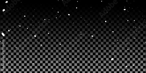 Snow flakes winter snowfall white light vector background. Christmas background, white snow on black background for edit photo.