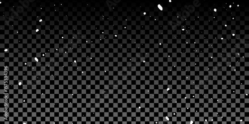 Snow flakes winter snowfall white light vector background. Christmas background, white snow on black background for edit photo.
