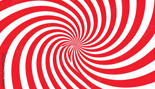 Red White Spiral Hypnotic Background.