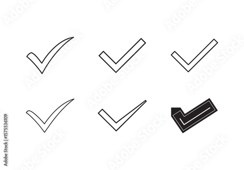 set of check icon line art vector illustration
