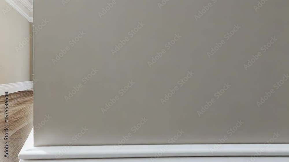 Detail of white skirting board in classic style interior design