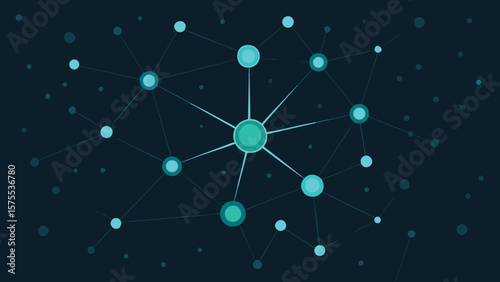 Abstract illustration of interconnected nodes and lines representing networks and connections.