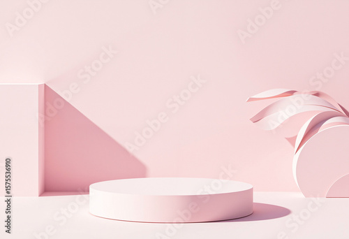 pink backdrop stage for presentations, cosmetics backdrop.