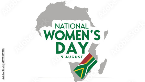 Celebrating national womens day in south africa on august 9th with african continent and flag graphics