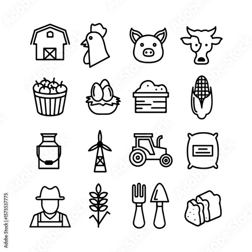 Farm and Agriculture  icon set silhouette