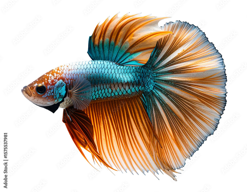 Fototapeta premium Colorful Siamese Fighting Fish with Flowing Fins