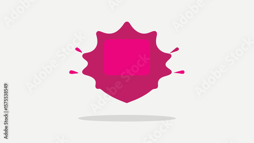 Abstract magenta blot and shape composition with modern minimalist style on light background
