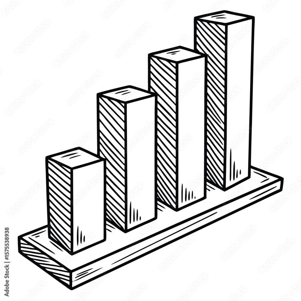 Obraz premium Hand-drawn bar graph illustration showing increasing data values 1