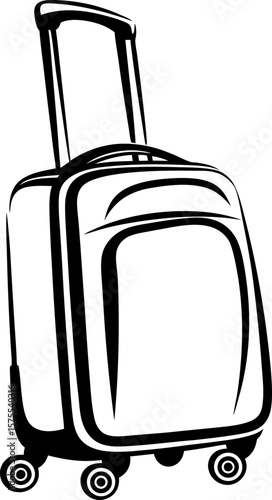 Rolling travel suitcase, upright luggage with extended handle portable wheeled bag for journey, vacation or business trip