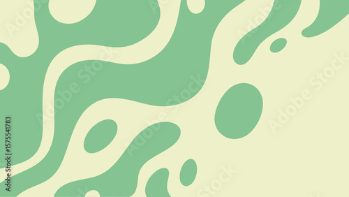 Abstract organic shapes in serene green and creamy yellow for background designs