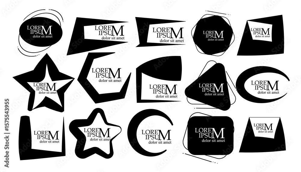 Obraz premium monochrome frames set. hand drawn. Not AI, Vector illustration.