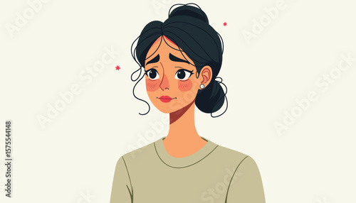 Anxious South Asian woman expressing concern, emotional vulnerability