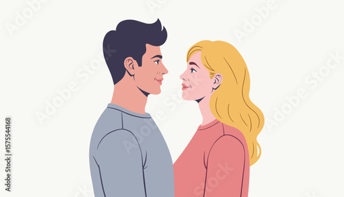 Affectionate couple gazing at each other, love and connection