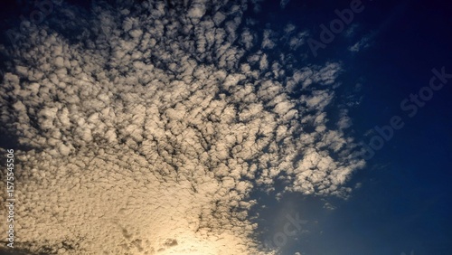 Tableau sur toile dramatic blue sky and clouds with sunlight in afternoon late