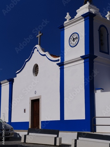 Exterior view of a small church in the Portuguese coastal town of Vilanova de Milefontes
