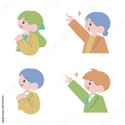 やる気に満ちた会社員横向きセット
