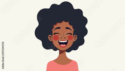 Excited mixed-race woman smiling, joy and positivity
