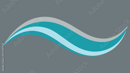 Abstract wavy lines in shades of teal and gray on a solid gray background