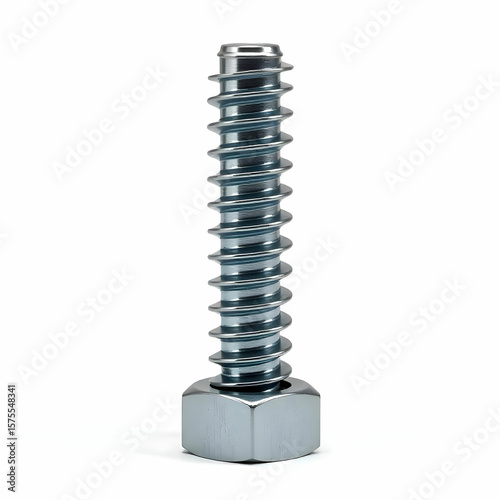 Wallpaper Mural Big power bolt assembly with a washer and a nut stands on a head isolated on a white background Torontodigital.ca