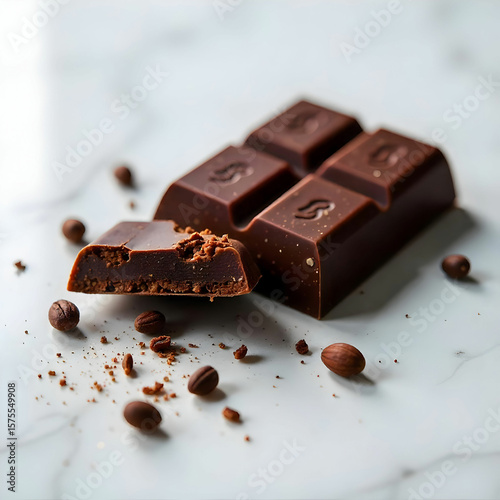 Wallpaper Mural Broken chocolate bar isolated on a white background Torontodigital.ca