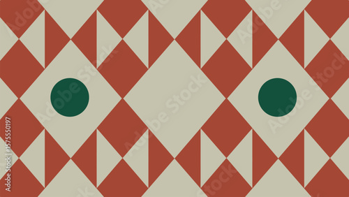 Retro red and green grid circle background