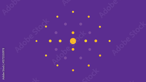 Concentric circle dotted pattern arrangement in purple and yellow color scheme.