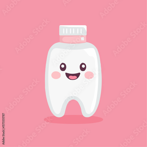 Naive flat clipart of smiling toothpaste tubes in cheerful style, ideal for nursery prints, wellness packaging and kids' products