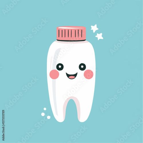 Flat playful clipart of cute toothpaste characters with smiling faces, perfect for eco packaging, children’s wellness products and greeting cards