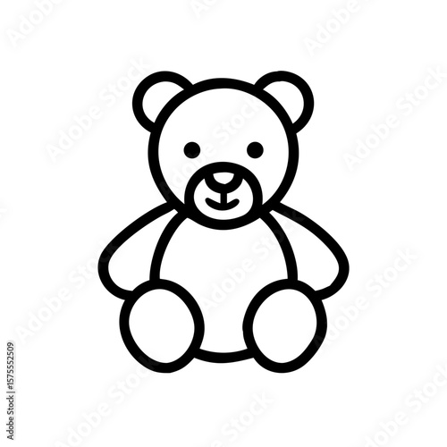 Teddy bear outline drawing for minimalist illustration. This teddy bear icon offers a simple representation, featuring clean lines and a cute design.
