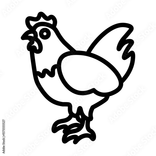 Chicken Vector Line Icon Design