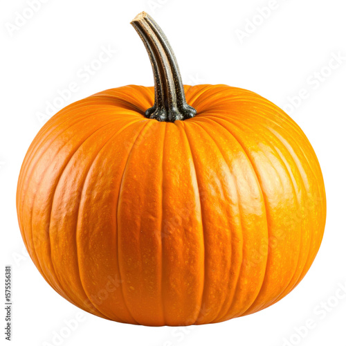 Fresh orange pumpkin with glossy skin, ideal for fall decorations.