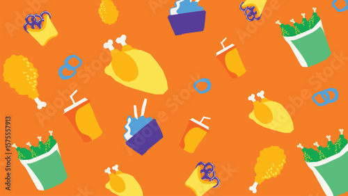 Chicken meal and drink background