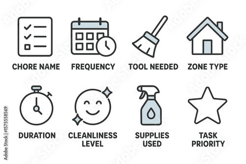 Icons representing chore management and organization tools
