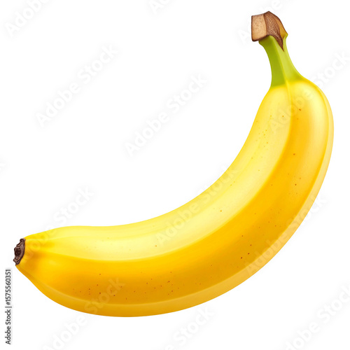 3D yellow banana icon isolated on transparent background. PNG