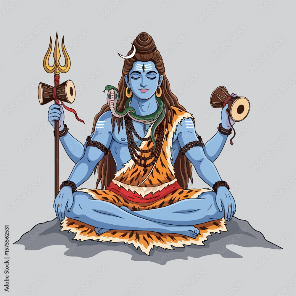 Obraz premium god shiva vector