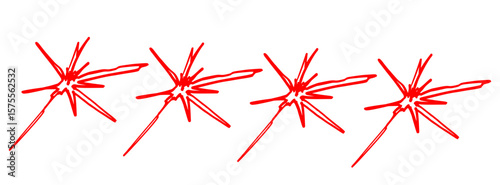 Graffiti star symbols in red ink drawn in urban sketch style. Doodle vector with spray paint look and strong street aesthetic.