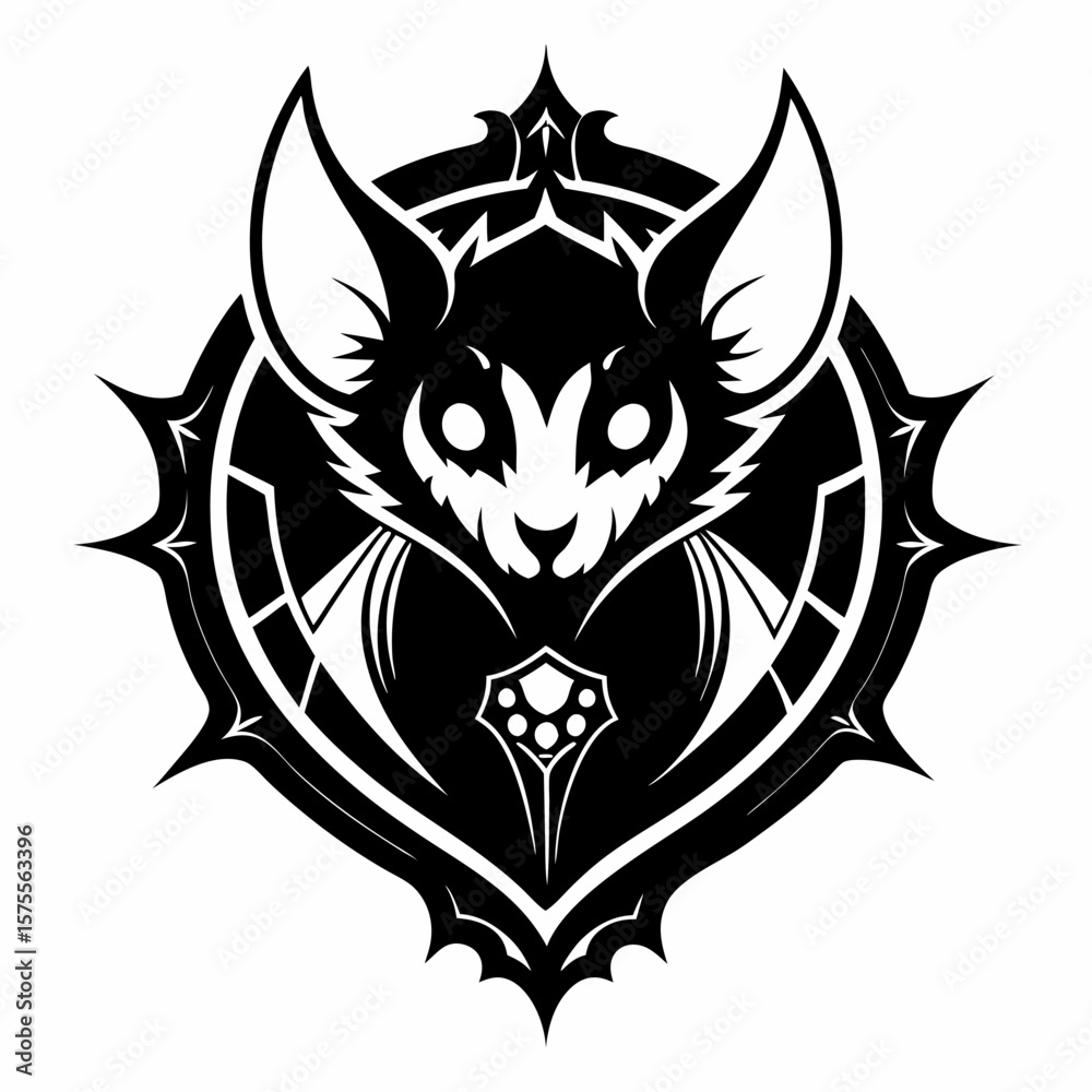 Fototapeta premium Stylized Bat Emblem with Geometric Design and Dark Elegance