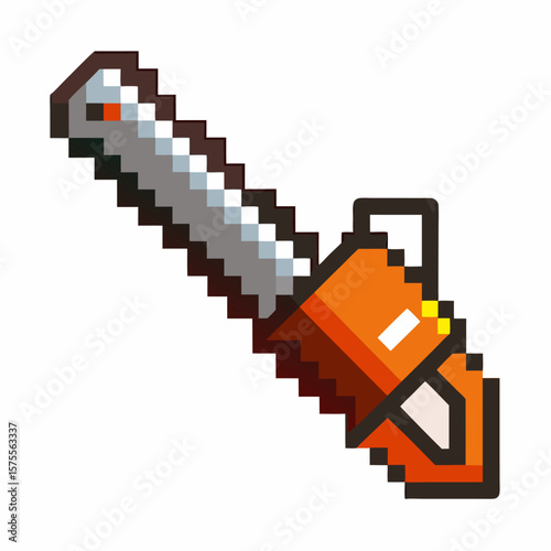 Pixel Art Chainsaw Icon   Retro Gaming Style Digital Illustration