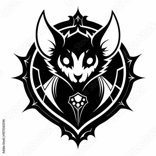 Stylized Bat Emblem with Geometric Design and Dark Elegance